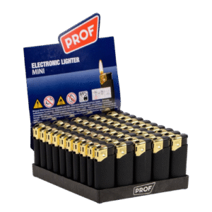 Mini briquet caoutchouc Noir/or Prof
